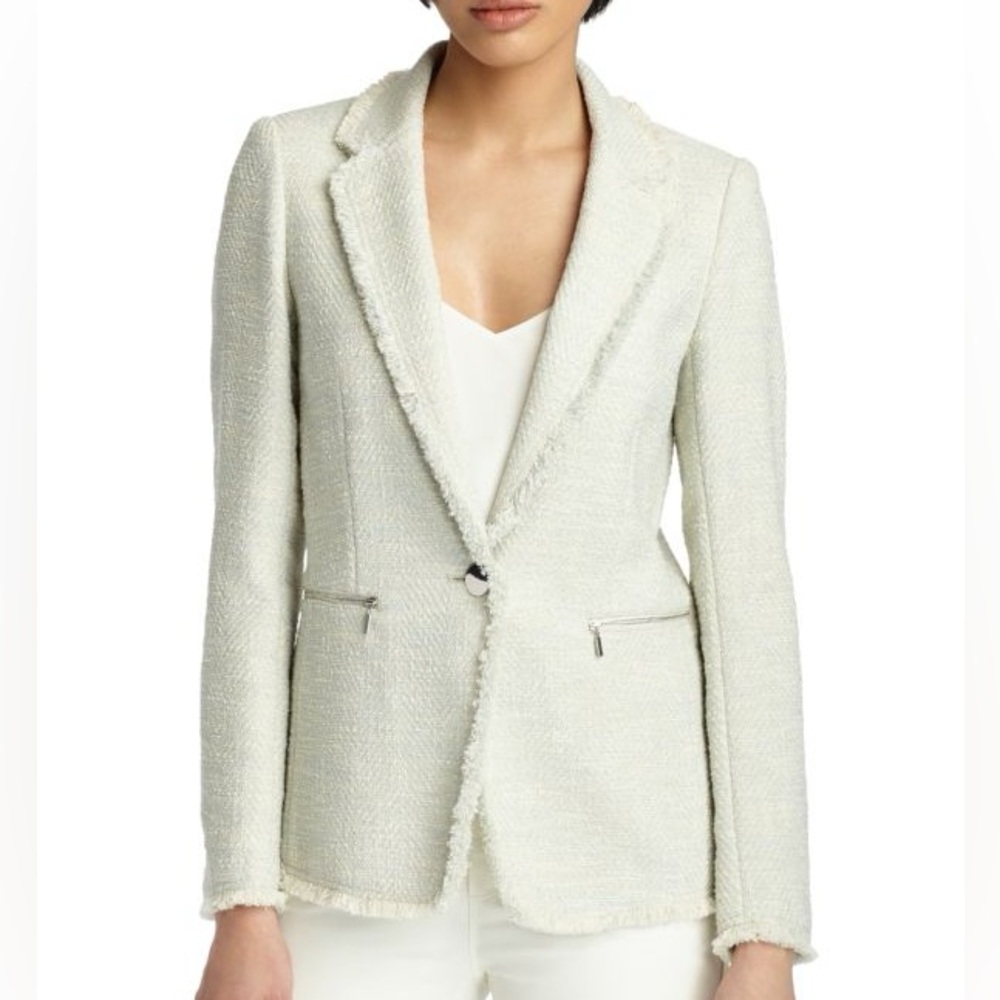 Lafayette 148 New York Lyndon Fringed Tweed Blazer